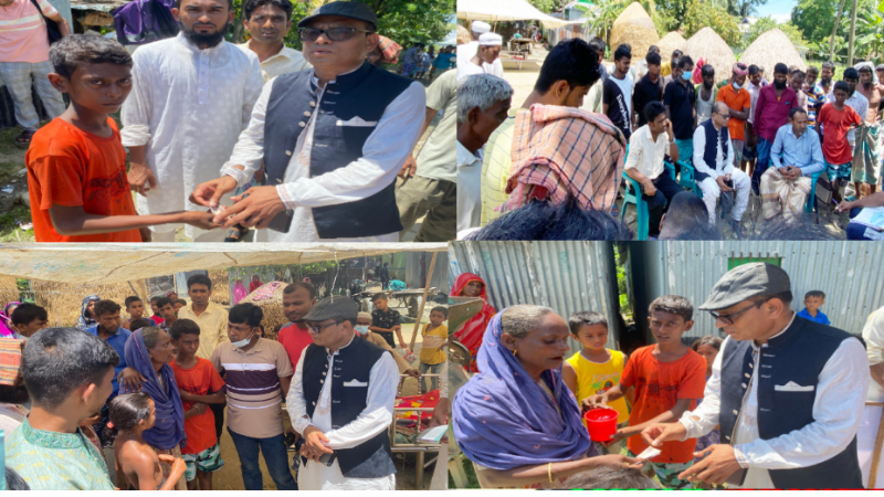 শাল্লায় বজ্রপাতে নিহত মোহাম্মদ আলী মিয়ার পরিবারের পাশে ডক্টর সামছুল হক চৌধুরী