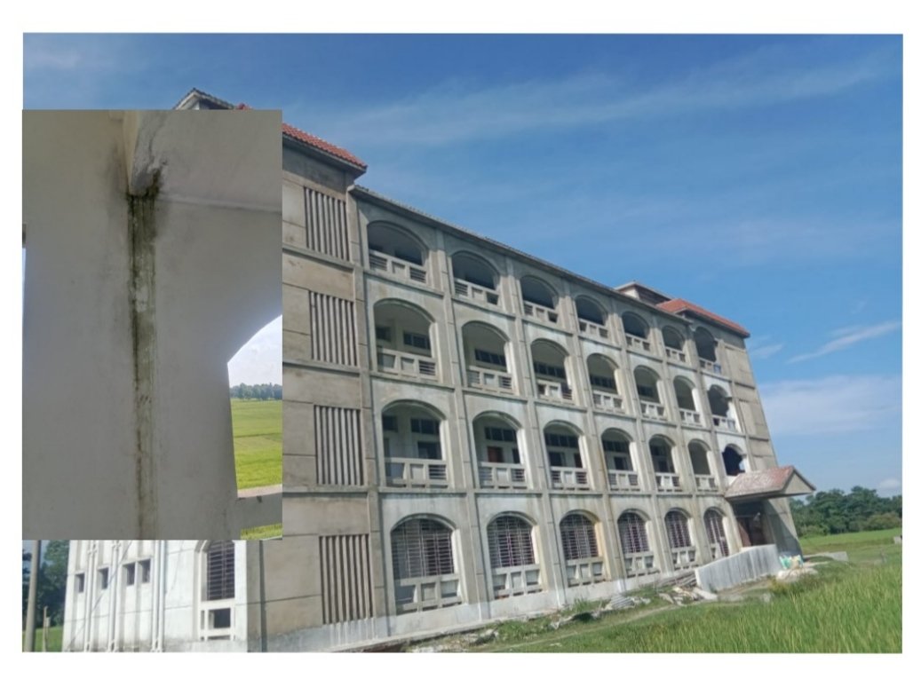 সোনালী চেলা উচ্চবিদ্যালয় ভবনের নির্মাণকাজ শেষের আগেই ছাদ চুইয়ে পড়ছে পানি