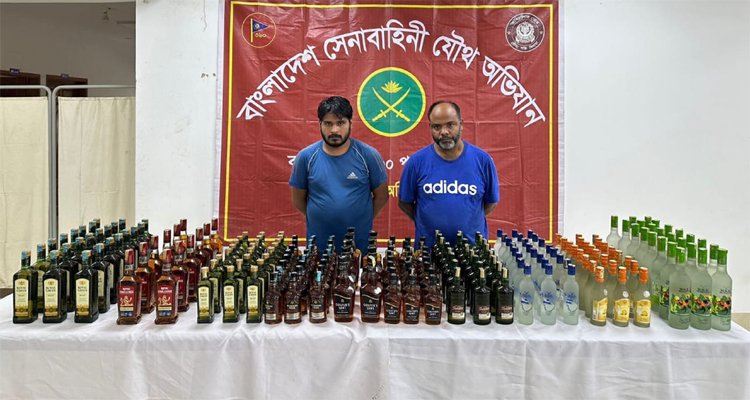 মাধবপুরে বিপুল পরিমাণ বিদেশী মদ জব্দ, আটক ২