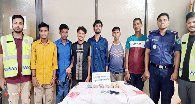 বাহুবলে জুয়ার আসর থেকে ৬ জুয়াড়ি গ্রেফতার