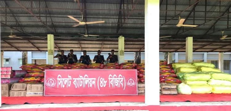 সিলেট সীমান্তে ১ কোটি ৯০ লাখ টাকার চোরাচালানী মালামাল আটক
