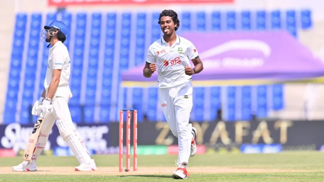 বাংলাদেশের প্রথম পেসার হিসেবে টেস্টে হাসান মাহমুদের হ্যাটট্রিক
